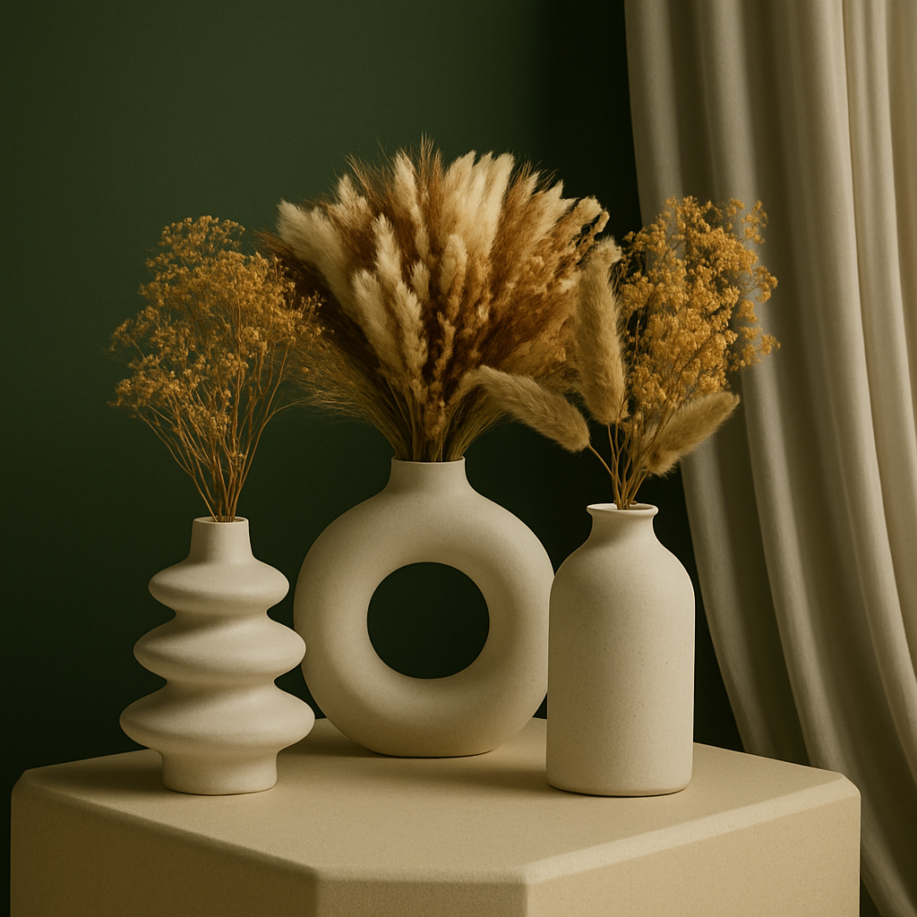 Keramiek Vazen – 3-Delige Set met Unieke Vormen Collage